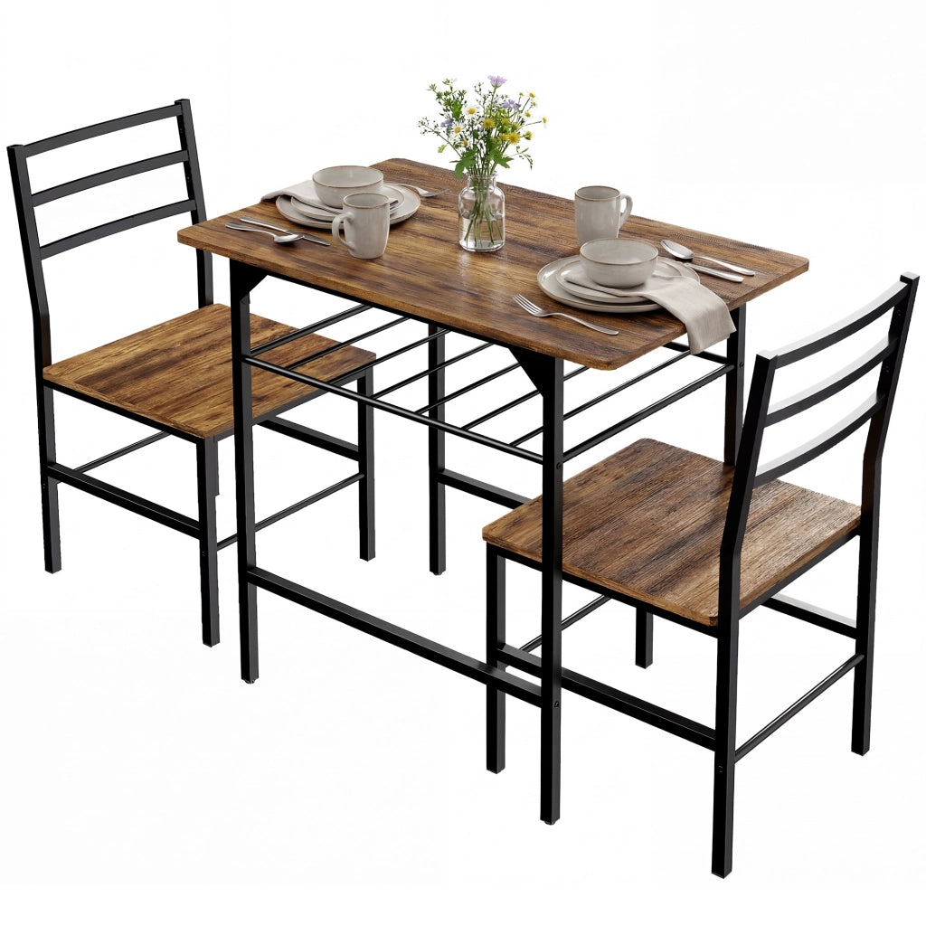 Tavolo da pranzo allungabile con sedie ¨C zephmum ¨C marrone, metallo, 90x200