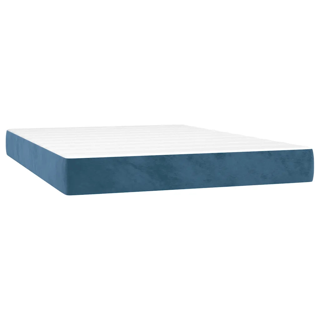 Materasso a Molle Insacchettate Rigidità Media Blu Scuro 140x210x20 cm in Velluto 4016586