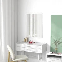 Specchio da Parete Rettangolare 60 x 80 cm, Cornice in MDF, Ideale per Bagno, Salotto o Camera da Letto, Bianco