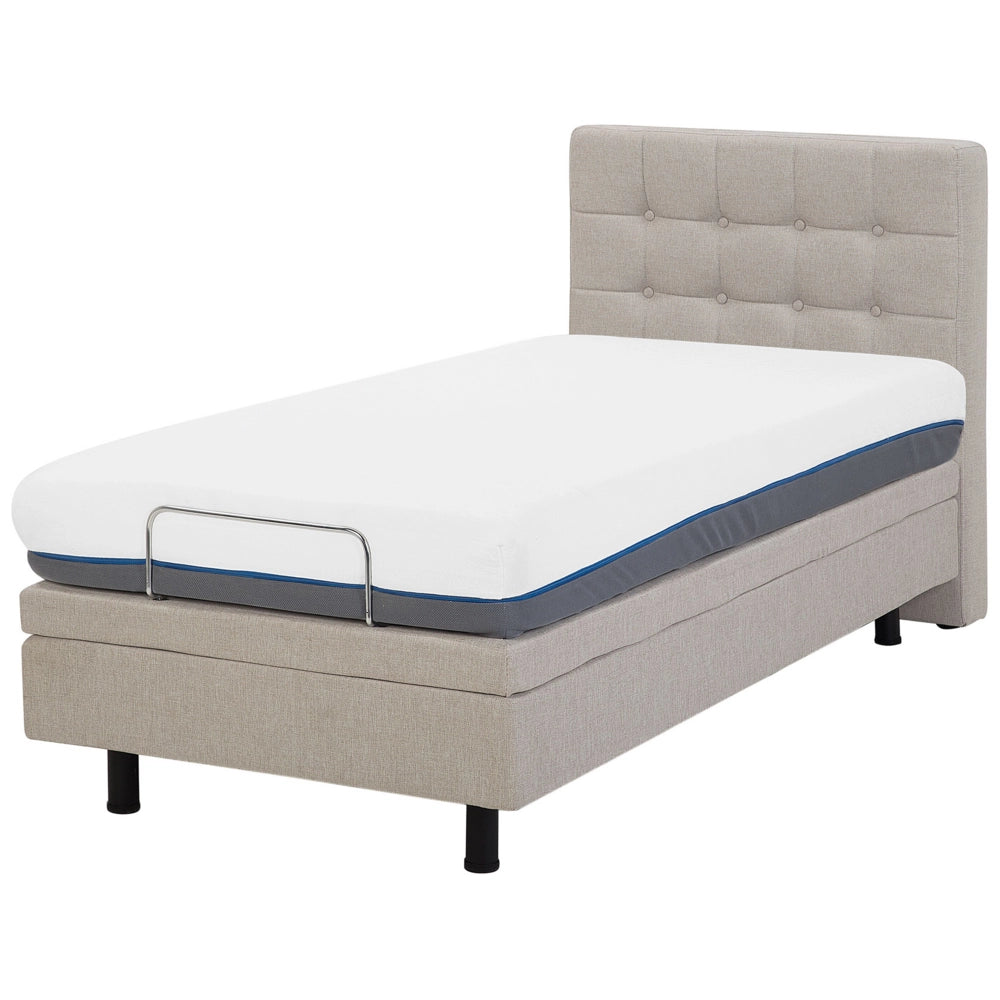 Letto Tessuto Beige Chiaro Elettrico Regolabile con Telecomando 80 x 200 cm