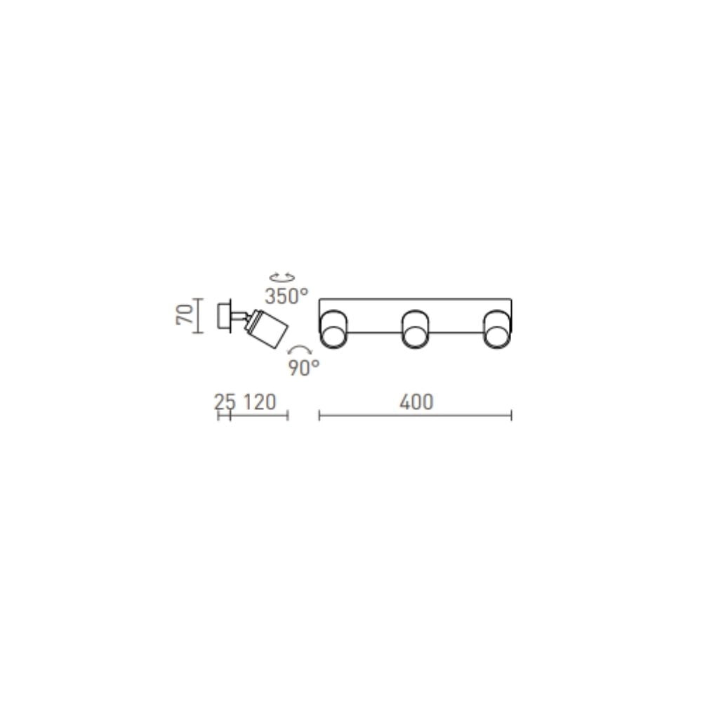 Faretto DUBLIN III plafoniera/applique  cromo 230V GU10 3x9W IP44