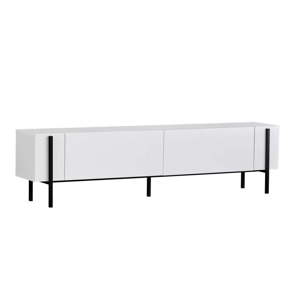 Porta TV in legno "Nexus" - 180 x 30 x 45 cm - Nero / Legno nero