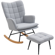 Poltrona a Dondolo con Pouf ¨C Zephmum ¨C Grigio Tessuto 64x89x90 cm