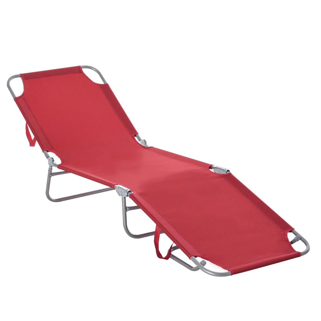 Lettino da giardino pieghevole ¨C zephmum ¨C 187x55x24, rosso bordeaux, metallo