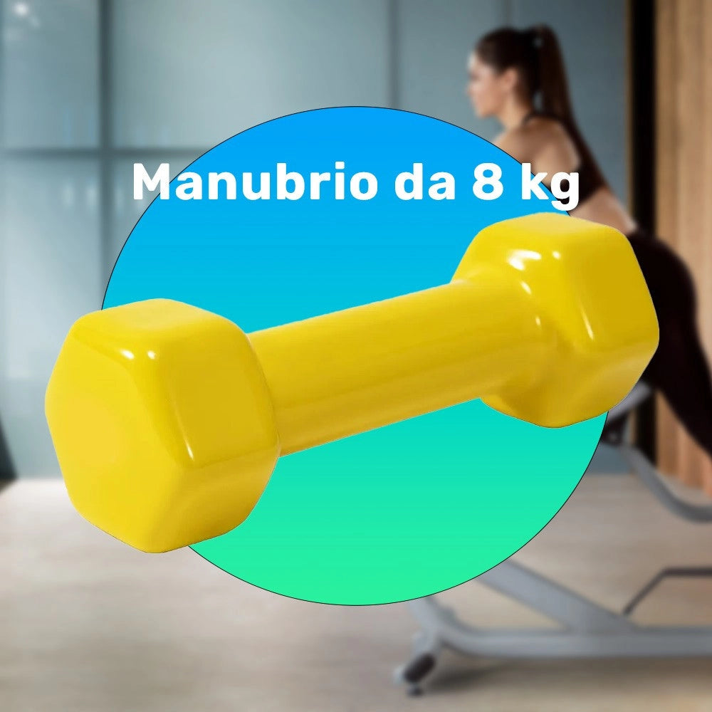 Trade Shop - Manubrio Singolo 8 Kg In Vinile Allenamento Esercizi Casa Palestra Workout Fit -