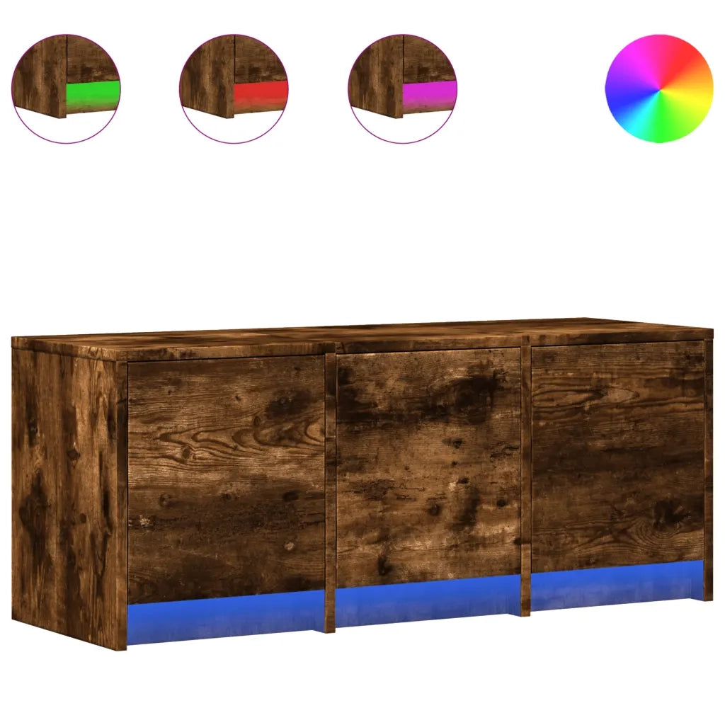 Mobile Porta TV con LED Rovere Fumo 97x34x40 cm in Truciolato