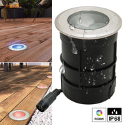 Faretto LED 24V RGBW calpestabile tondo incasso 65mm IP68 tenuta stagna segnapassi 9W RGB 4000K DMX luci terreno cemento