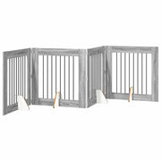 Cancello per cani con supporti 4 pz Grigio Sonoma 80 x 80 cm CFW9902878