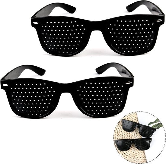 Set di occhiali stereoscopici da 2 pezzi con braccioli pieghevoli illuminazione per la riduzione della fatica degli occhi universale con fori per ridurre la fatica colore: nero