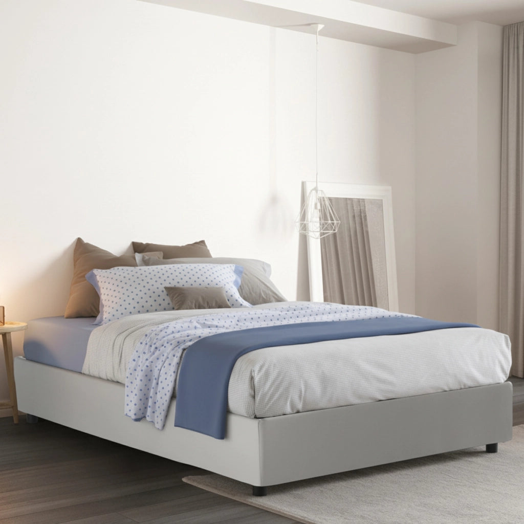 Andla, Letto Piazza e Mezza Sfoderabile Made in Italy, Bianco