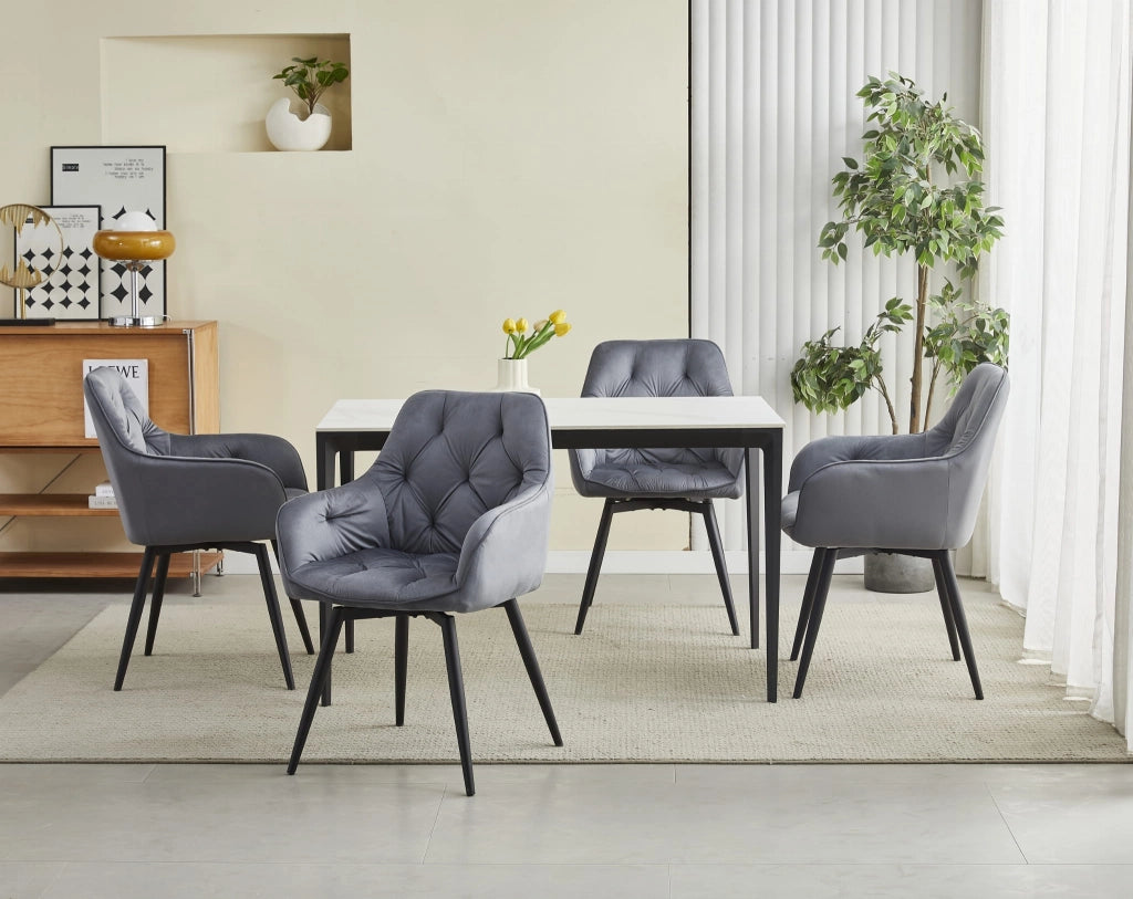 VALORA LUKK360 Sedia girevole in velluto grigio scuro x2