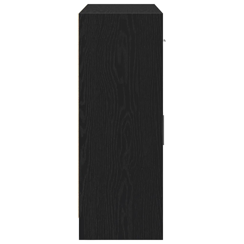 Credenza Rovere Nero 91x28x75 cm in Legno Multistrato 862447