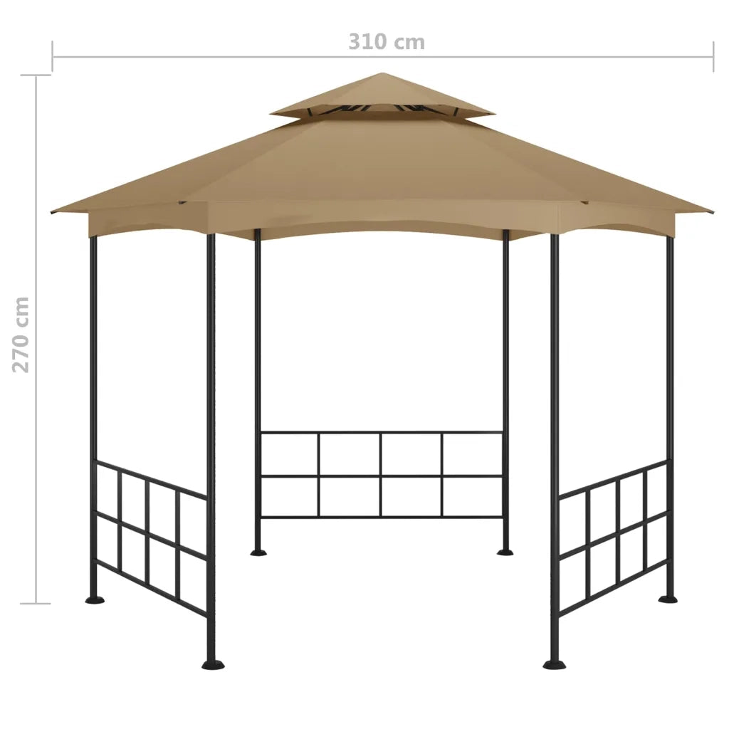 Gazebo | Pergolato con Pareti Laterali 3,1x2,7 m Tortora