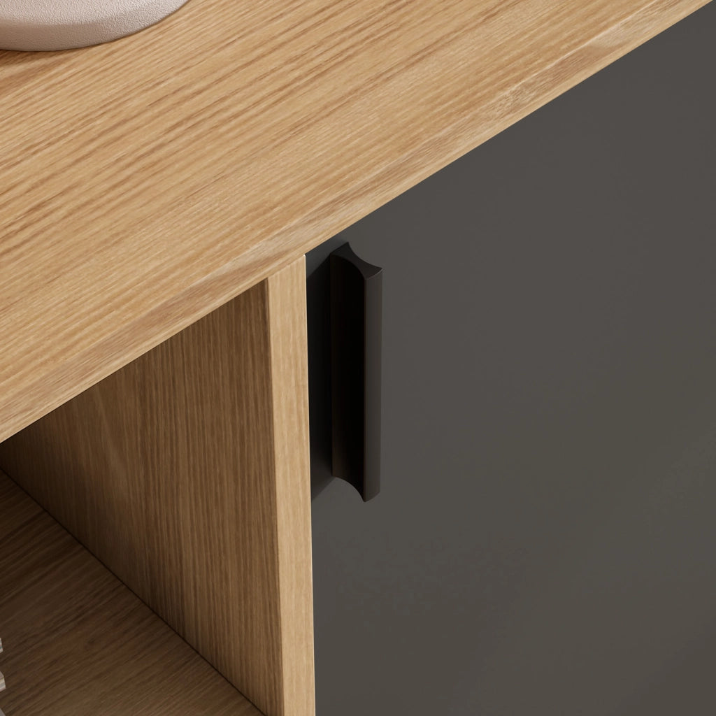 Credenza da ingresso Herdasa effetto rovere dorato e grafite 88x90x33