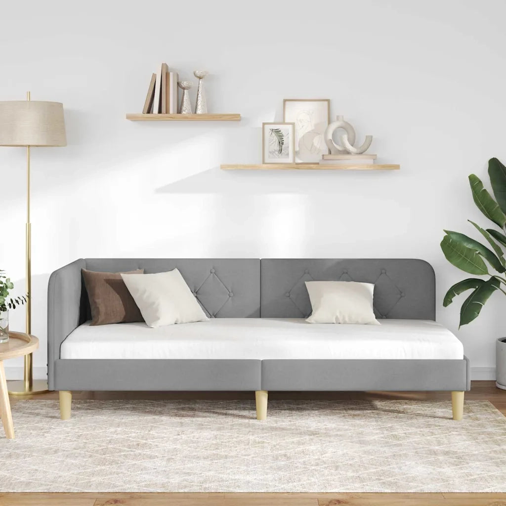 Letto singolo | Letto per adulti | Cornice del letto ad angolo Grigio chiaro 80 x 200 cm Tessuto