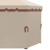 Gazebo da Giardino 4x4m Esagonale con Doppio Tetto e Tende Laterali Rimovibili, Marrone