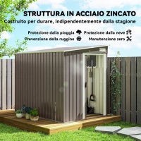 Capanno Attrezzi in Metallo 1.5x2m con Base, Porta Scorrevole e Tetto Inclinato, Grigio Chiaro