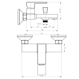 Miscelatore rubinetto bidet cromato + miscelatore rubinetto lavabo cromato + miscelatore esterno vasca con deviatore