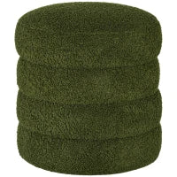 Pouf, rotondo, in peluche, con struttura in metallo, fino a 120kg, Ø40x45H cm, Verde