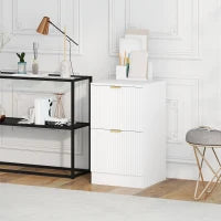 Cassettone da Scrivania con 2 Cassetti Frontali Scanalati Mobile Archivio per Formato A4 o Lettera 40x40x71 cm Bianco