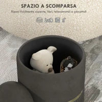 Pouf Contenitore 120 kg max per Soggiorno, Ingresso e Camera, in Poliestere, 36x36x44 cm, Grigio