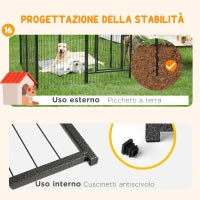 Recinto per Cani e Cuccioli con 16 Pannelli Modulabili e 2 Ingressi, 80x1.5x60cm