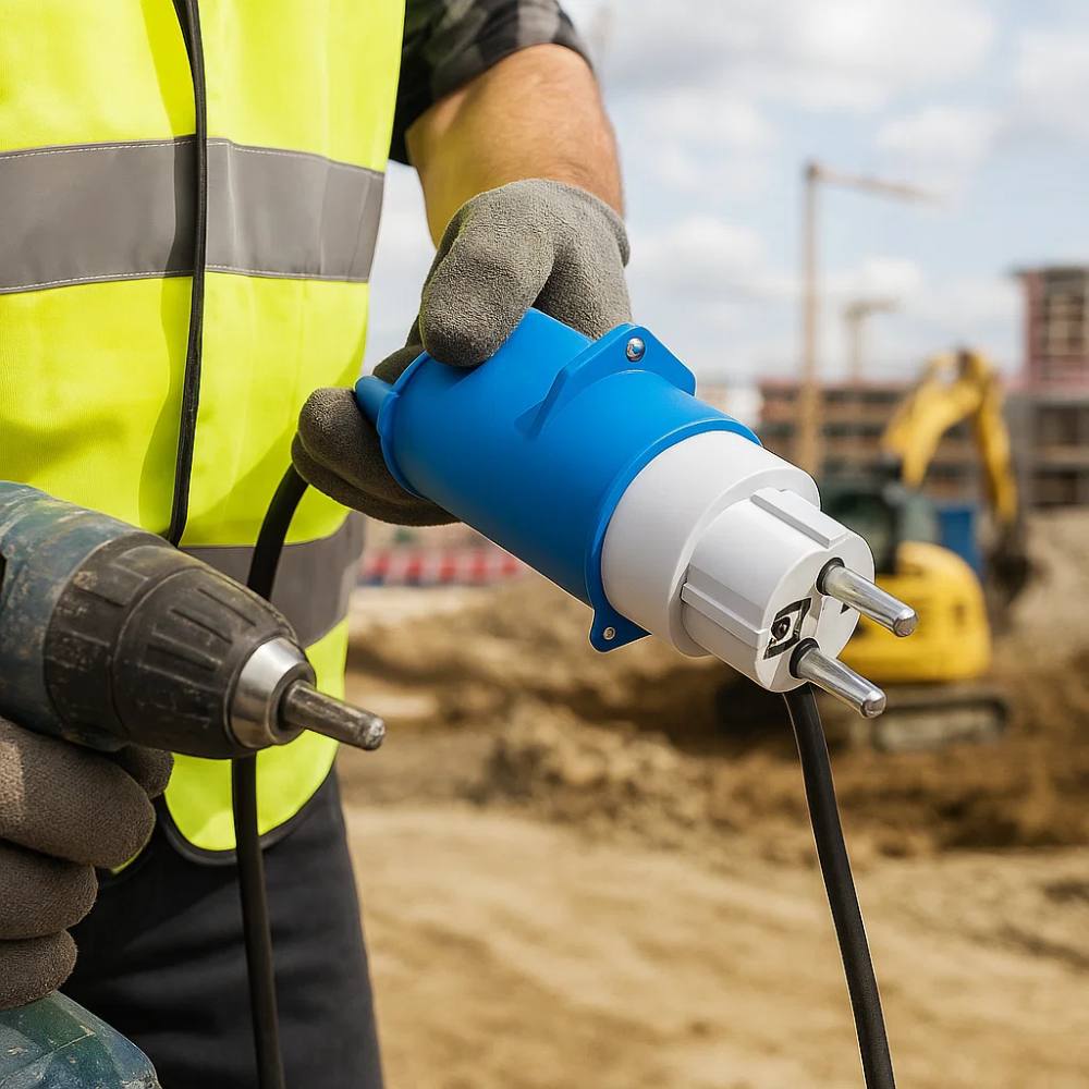 Ecova 20555 adattatore industriale con spina schuko e presa cee 2p+t 16a