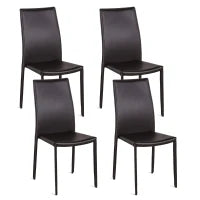 E-STYLO Sedia in similcuoio capuccino e gambe rivestite in similcuoio capuccino, impilabile, 42cm X 41cm H. 95cm.