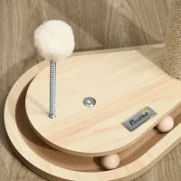 Tiragraffi per Gatti 4kg max in Truciolato e Iuta con Palline da Gioco Incluse, 35x23x40 cm, color Rovere