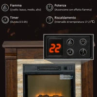 Camino Elettrico da Incasso a Terra con Timer, Fiamma e Temperatura Regolabile, 80x21.6x67.8 cm, Marrone