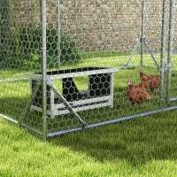 Nido per Galline a 2 Aree con Base Rialzata e Tetto, in Legno e Bitume, 66x37x34 cm, Grigio Bianco e Nero