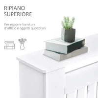 Copritermosifone a Doghe in MDF per Casa e Ufficio, 152x19x81 cm, Bianco