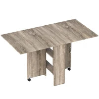 Tavolo a Ribalta con 2 Ripiani Inferiori per 6 Persone Max, in Legno 140x75x74 cm, Grigio