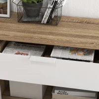 Mobile Multiuso Salvaspazio con 3 Ripiani Aperti, Armadietto e Cassetto, in Truciolato, 95x35x85 cm