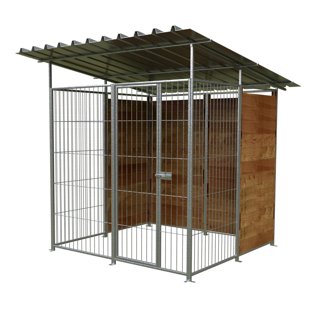 Box per cani da esterno coperto e retro in legno zincatura elettrolitica da 200x200xh180 cm