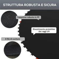 Tappeto Elastico di Ricambio per Trampolino da 3m con 8 Cuciture e Rivestimento Anti UV, Nero