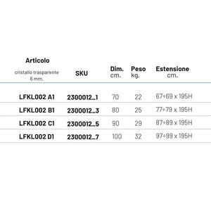 Parete fissa box doccia porta battente clematis cristallo 6 mm telaio alluminio *** misure 87-89xh195 cm stampato, co...