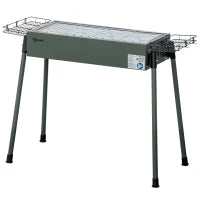 Barbecue a Carbonella con 2 Griglie e Cestini Laterali, 94x39x70cm, Verde Scuro