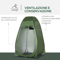 Tenda Doccia da Campeggio e Spiaggia con Porta a Cerniera e Borsa di Trasporto, 126x124x189 cm, Verde Scuro