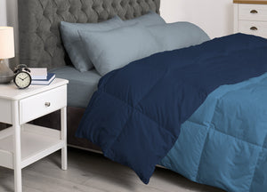 Interno Imbottitura Piumino Invernale 300gr/mq In Piuma D'Oca Bicolor - Singolo - Azzurro-Blu