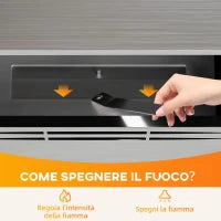 Camino a Bioetanolo da Incasso in Acciaio, Capacità 0.9L e Durata 3.3 Ore, 48x18x59 cm, Argento