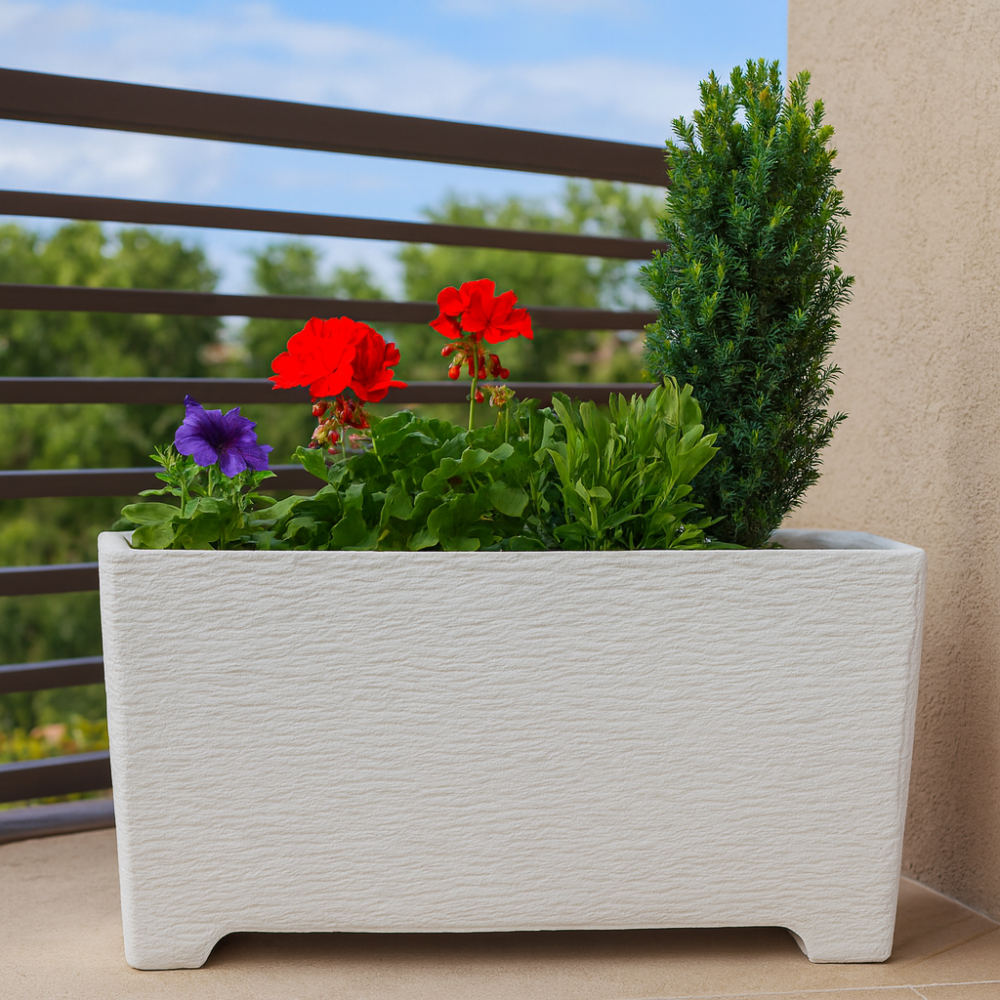 Fioriera giardino cemento effetto pietra l.100xp.35,5xh.56 cm serie levante