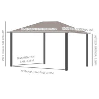 Gazebo da Giardino 3.6x3m con Tetto Apribile in Policarbonato e Struttura in Alluminio