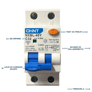Chint serie nb1l1 interruttore magnetotermico differenziale 1p+n alta protezione *** ampere 32 ampere, confezione 1