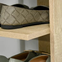 Mobile Scarpiera per Ingresso in Legno, Scaffale per 6 Scarpe con Ripiano Porta Oggetti, 32x30x104cm, Rovere