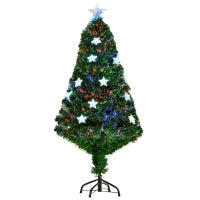 Albero di Natale artificiale 120cm a fibra ottica e 16 luci LED a forma di stella
