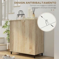 Scarpiera a 4 Livelli in Truciolato e Acciaio con Ripiani Regolabili, max 12 Paia, 80x40x93 cm, Color Legno