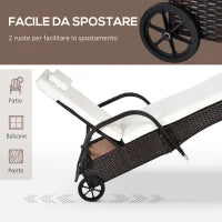 Set da Giardino con 2 Sedie a Sdraio con Schienale Reclinabile e Tavolino Basso in Rattan PE, Marrone