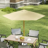 Ombrellone da Giardino 2.5x2.3 m a 6 Stecche in Legno Laccato e Poliestere, Beige