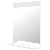 Specchio Bagno da Parete Moderno con Mensola Portaoggetti, in Vetro e MDF, 50x12x60 cm, Bianco